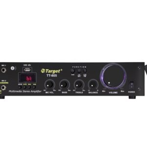 TARGET – TT 805 HIGH POWER METAL (5) TRANSISTOR STEREO AMPLIFIER WITH 120 WATTS OUTPUT USB,AUX,MIC,BLUTHOOTH,AV,2RC-BUILT IN BLUETHOOTH, WITH KARAOKE